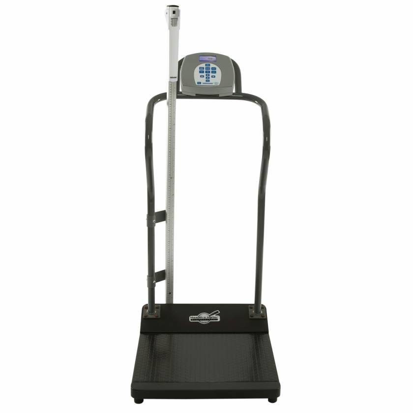 3001-AMHR Series Health o Meter Antimicrobial Digital Platform Scale with Handrail, Mechanical Height Rod