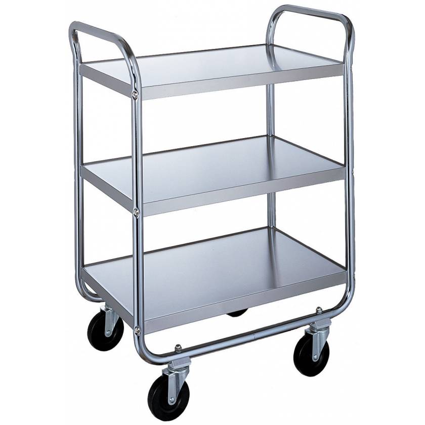 Lakeside Chrome Tubular Utility Cart - 3 Stainless Steel Shelves - Medium Duty 500 lbs Capacity