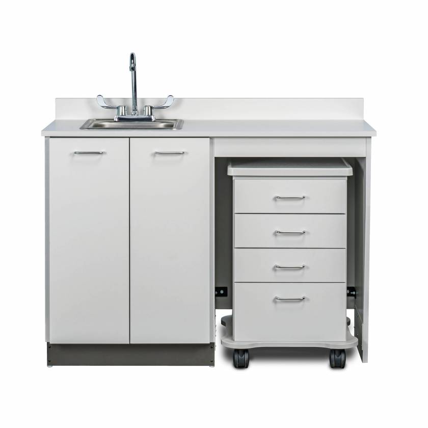 Clinton 48048R Classic Laminate 48" Wide Cart-Mate Cabinet with Right Side 4-Drawer Cart in Gray Finish. NOTE: Optional Sink Model 022 is NOT included.