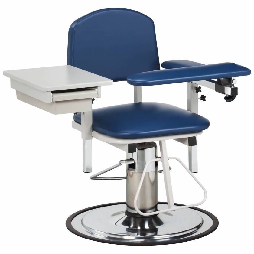 Clinton H Series Padded Blood Drawing Chair with Padded Flip Arm and Drawer