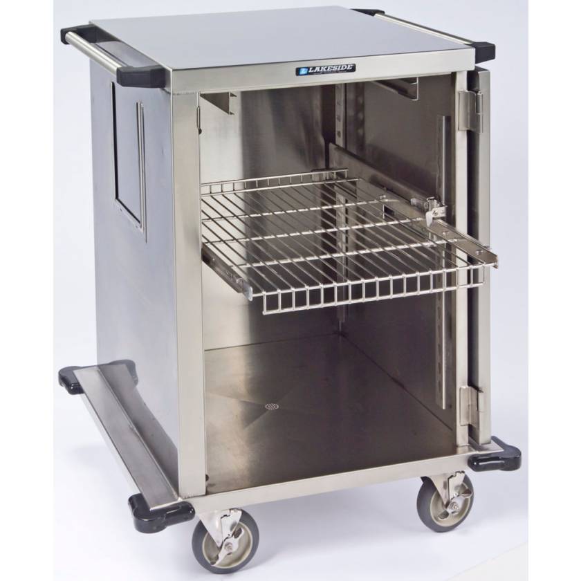 Lakeside One Door Stainless Steel Case Carts - 24" Width Wire Shelf