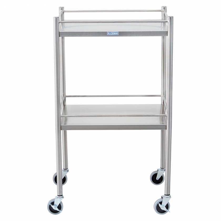 Blickman Model 7852SS Stainless Steel Utility Table with Four Sided Guard Rail and Two Shelves