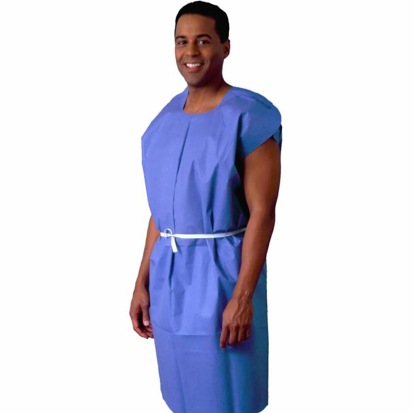 TIDI Products 980831 Ultimate Exam Gowns - Nonwoven, Blue, 30" x 42"