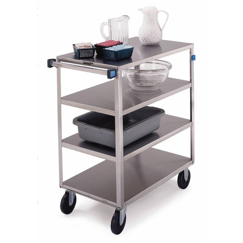 Lakeside SS Medium Duty Multi-Shelf Cart - All Edges Down - Front Leg Bumper - 4 Shelves