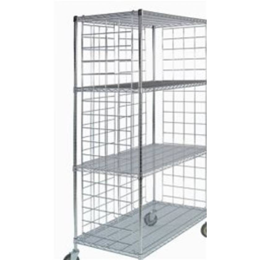 Shelf-Attached Enclosure Panel for Wire Carts - Shelf Width 19" x Panel Height 72"