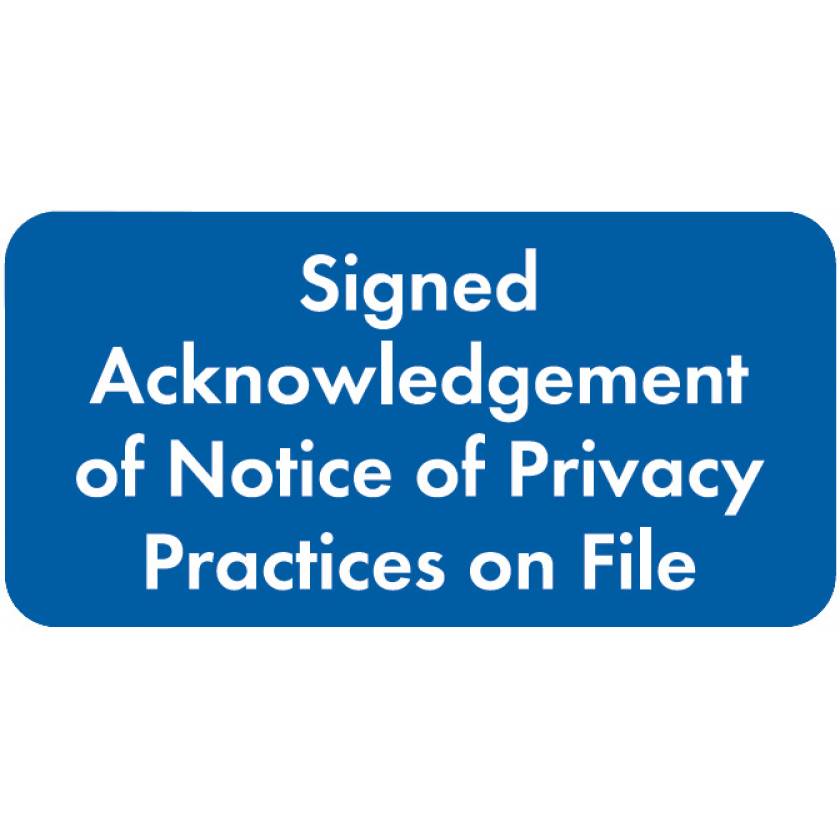 SIGNED ACKNOWLEDGEMENT Label - Size 2"W x 1"H