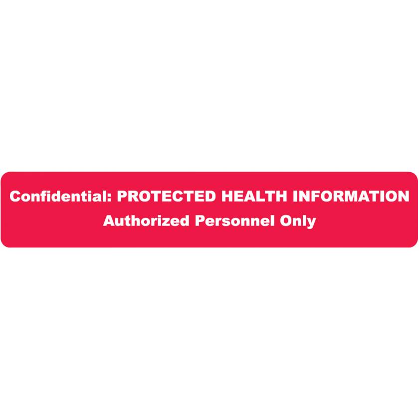 CONFIDENTIAL PROTECTED HEALTH INFORMATION Label - Size 5 1/2"W x 1"H