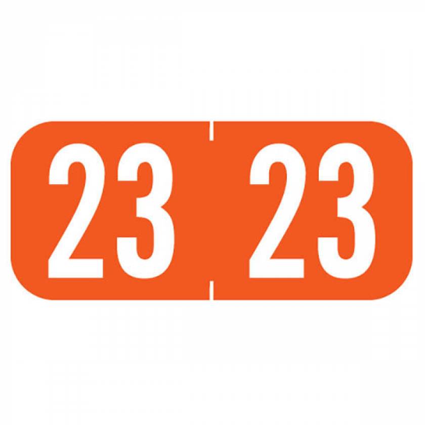 2023 Year Labels - Tab 1287 Compatible - Size 1/2" H x 1 1/8" W - Orange Label