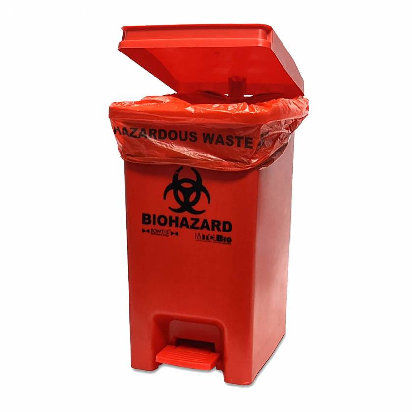 MTC Bio A8001B BowTie Biohazard Bin with Hands-Free Foot Pedal