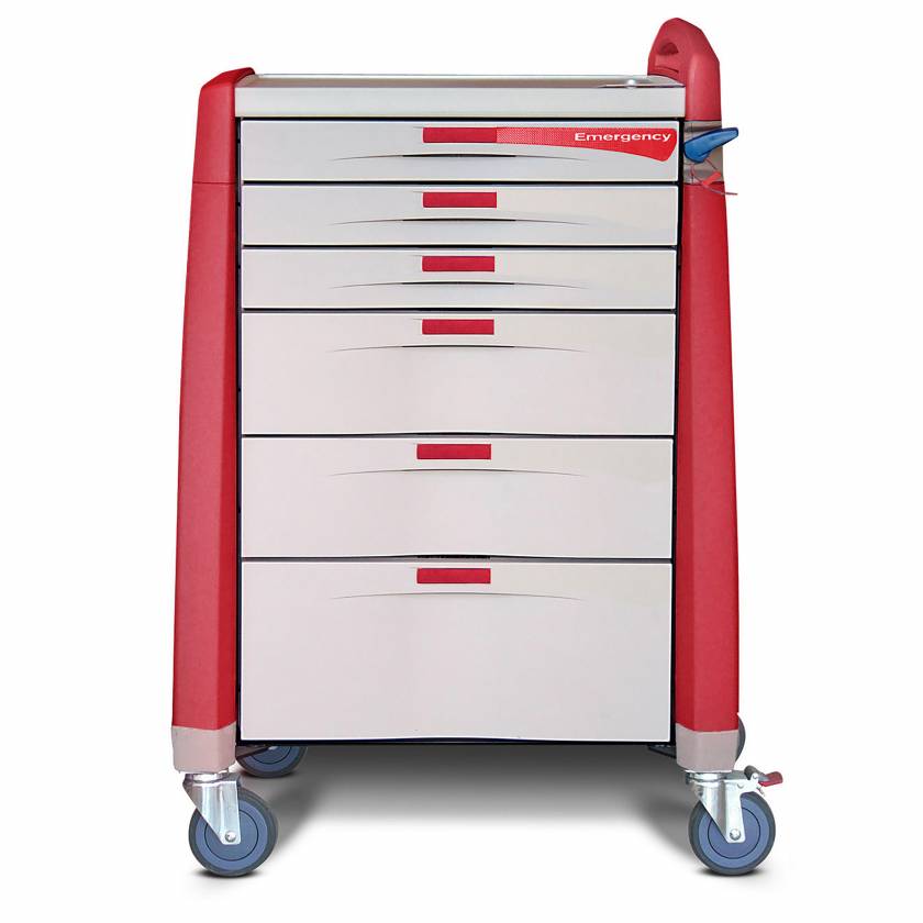 Capsa AM-EM-STD-RED Avalo Emergency Cart - Red, Standard Height