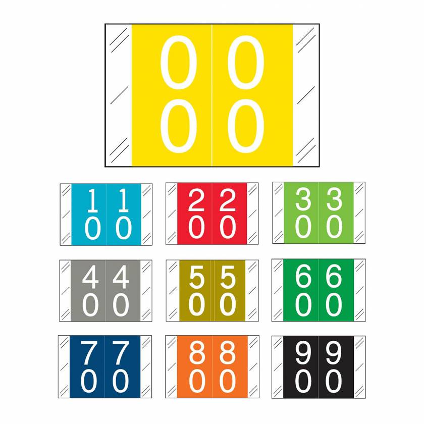 Tabbies 11200 Match CRDM Series Double Digit Numeric Roll Labels with Skirt - 1"H x 1 1/2"W