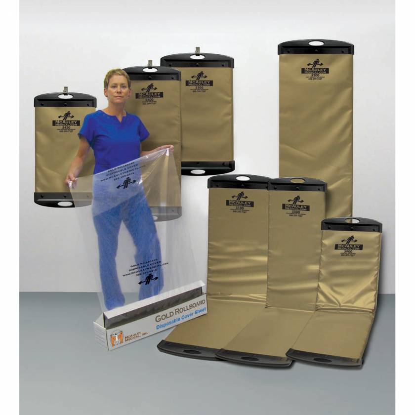 Bridge Healthcare Gold Rollboards with Disposable Cover Sheet being Displayed(Cover Sheet is Sold Separately)