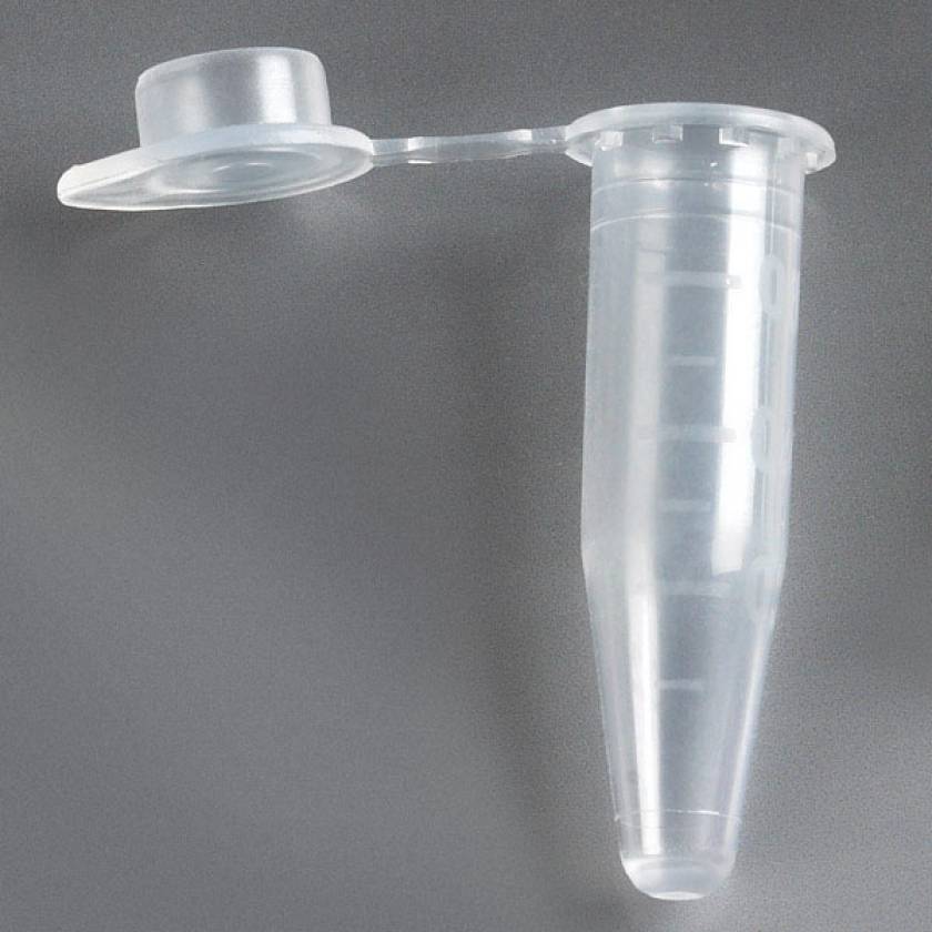 0.6mL PCR Tubes - Thin Wall Polypropylene with Attached Flat Top Cap - Graduated - Natural