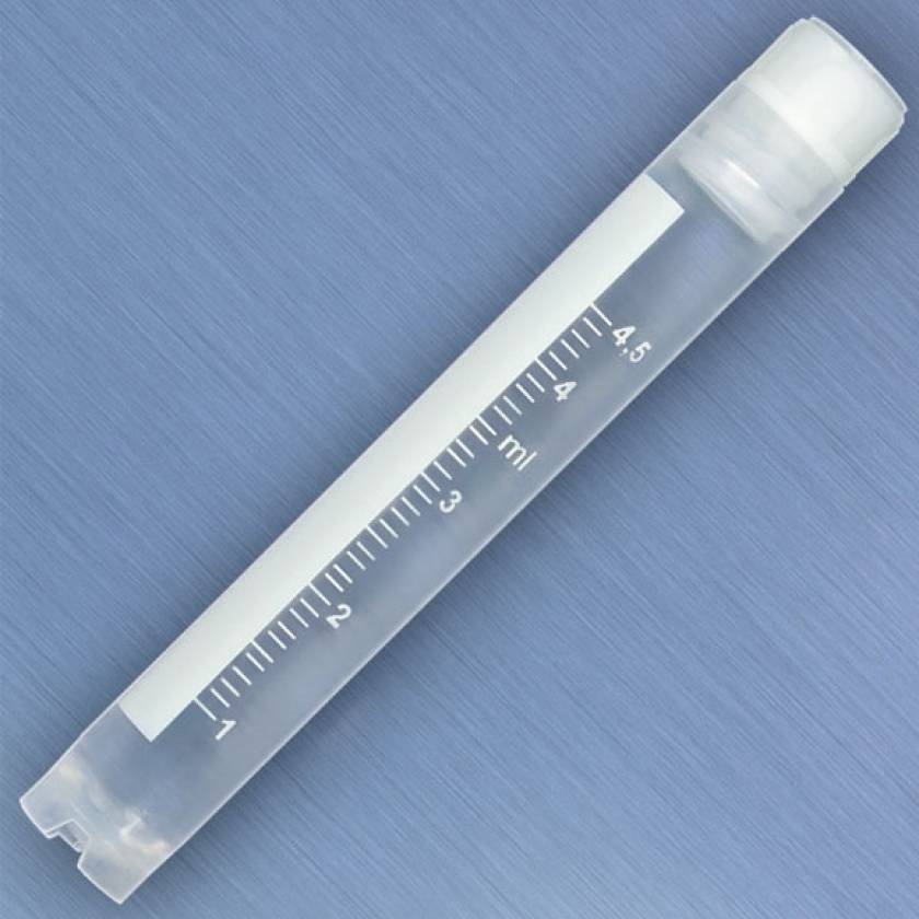 CryoClear Cryogenic Vial 5.0mL - Internal Threads - Attached Screwcap - Self-Standing Round Bottom - Sterile