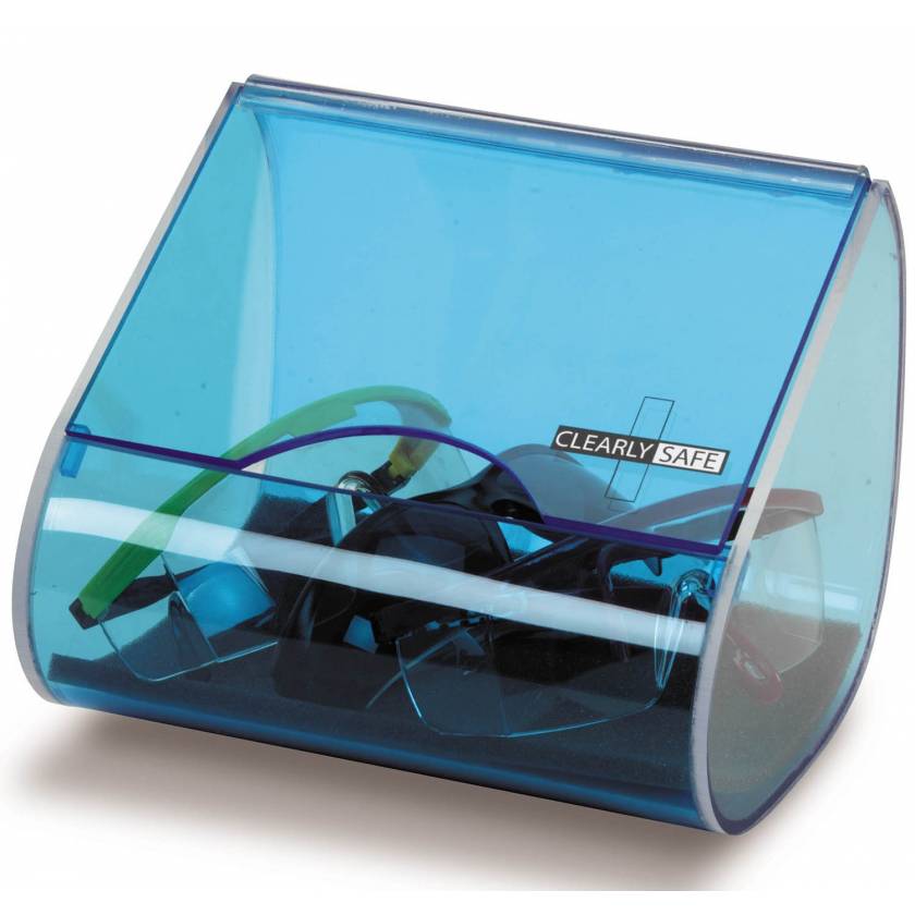 Clearly Safe Acrylic Safety Eyeglass Dispenser - Blue - 8.9" L x 6.4" W x 6.1" H