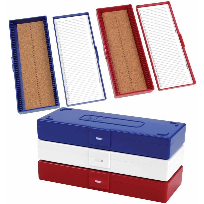 50-Place Cork-Lined Microscope Slide Boxes