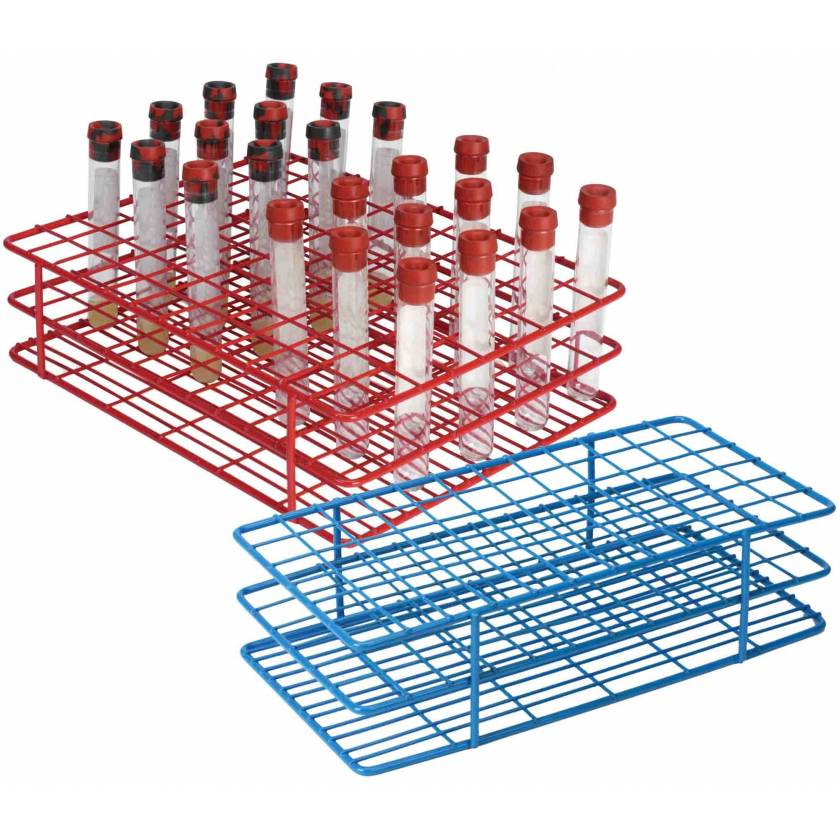Heathrow Scientific Coated Wire Rack Fits 13-16mm Tubes: 72-Well, 6x12 Array, Blue Rack #HS23072 and 108-Well, 9x12 Array, Rad Rack #HS23108