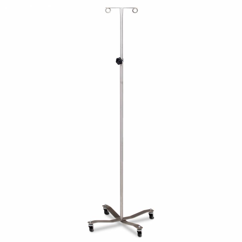 Clinton Economy Stainless Steel IV Pole With Welded 2-Hook Top