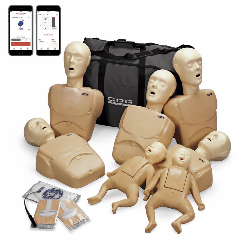CPR Prompt Plus Powered by Heartisense Complete TPAK700 Adult/Child & Infant Manikin Training 7-Pack - Tan