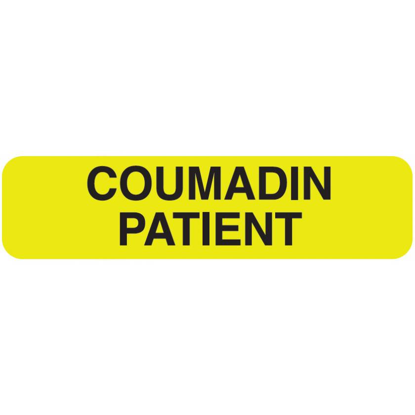 COUMADIN PATIENT Label - Size 1 1/4"W x 5/16"H