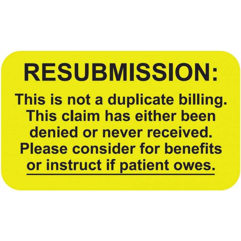 RESUBMISSION Label - Size 1 1/2"W x 7/8"H