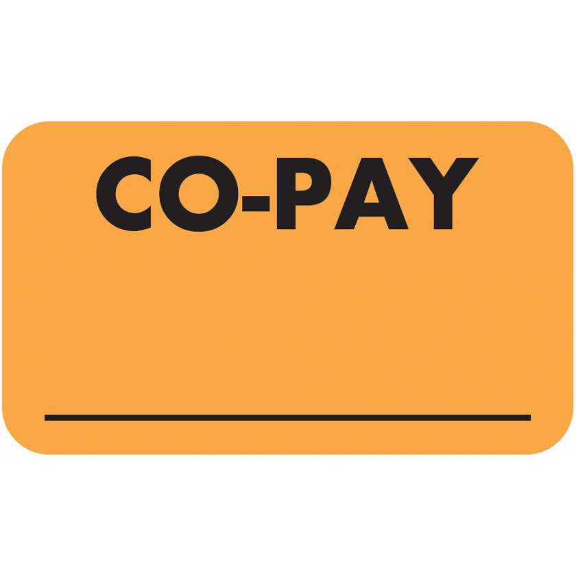 CO-PAY Label - Size 1 1/2"W x 7/8"H