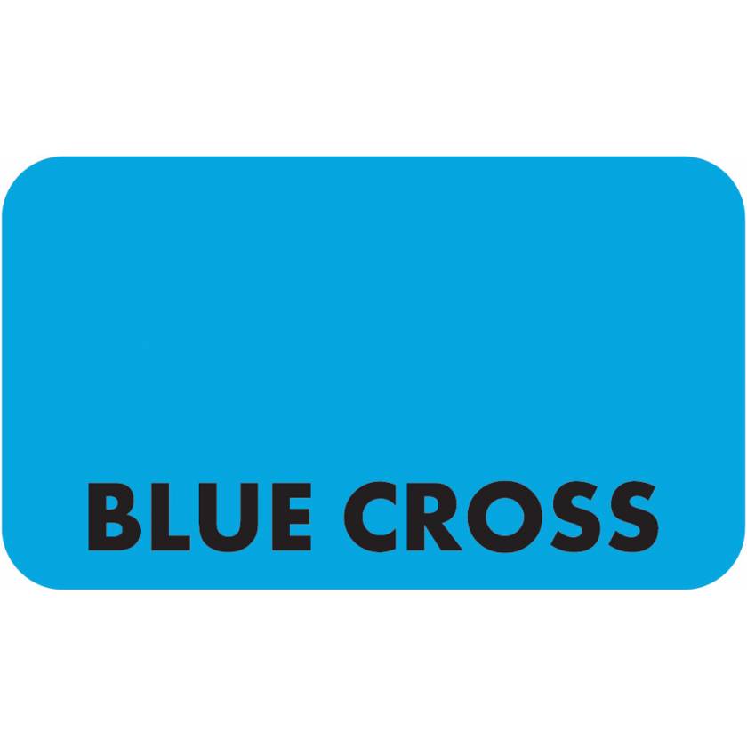BLUE CROSS Label - Size 1 1/2"W x 7/8"H