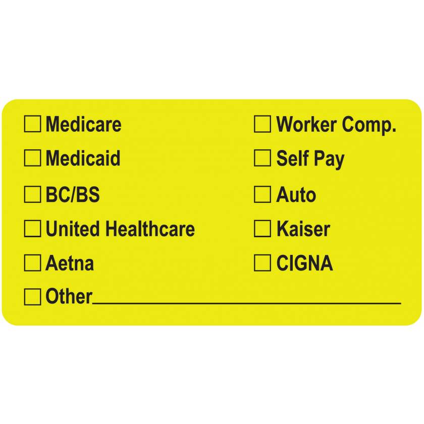 MEDICARE MEDICAID BC/BS Label - Size 3 1/4"W x 1 3/4"H