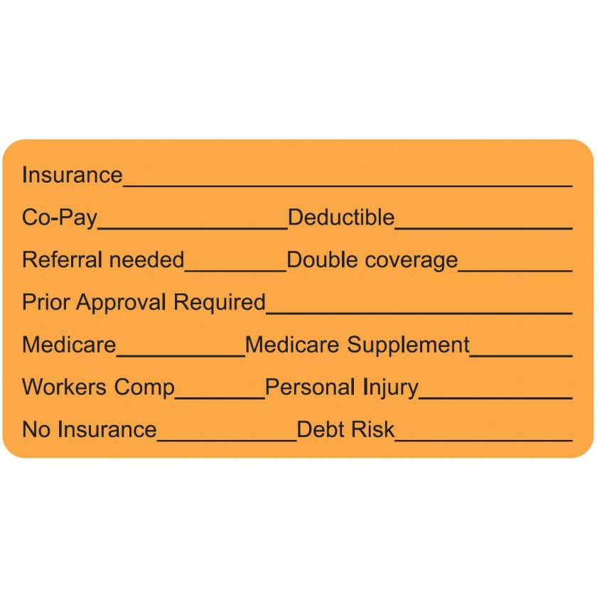 INSURANCE Label - Size 3 1/4"W x 1 3/4"H