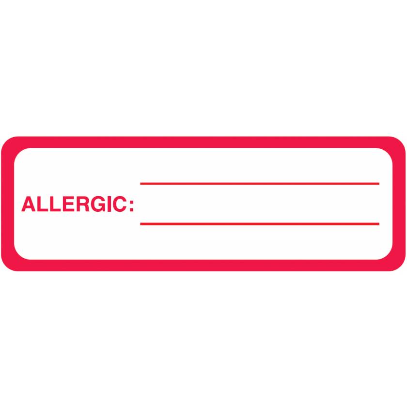 ALLERGIC Label - Size 3"W x 1"H