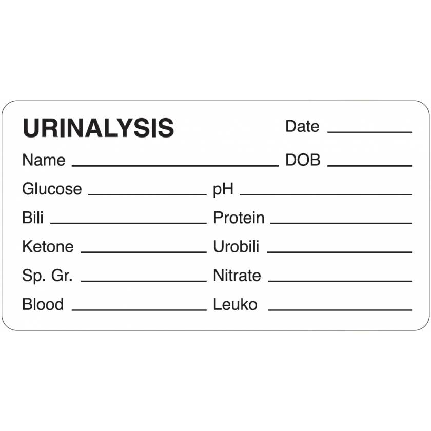 URINALYSIS Label - Size 3 1/4"W x 1 3/4"H