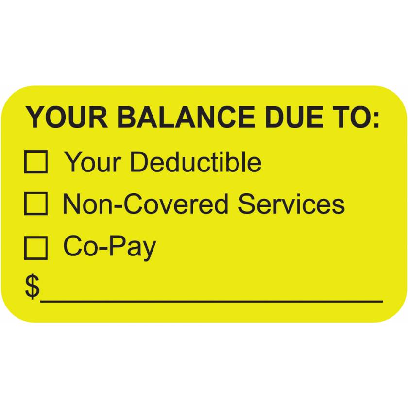 YOUR BALANCE DUE TO Label - Size 1 1/2"W x 7/8"H
