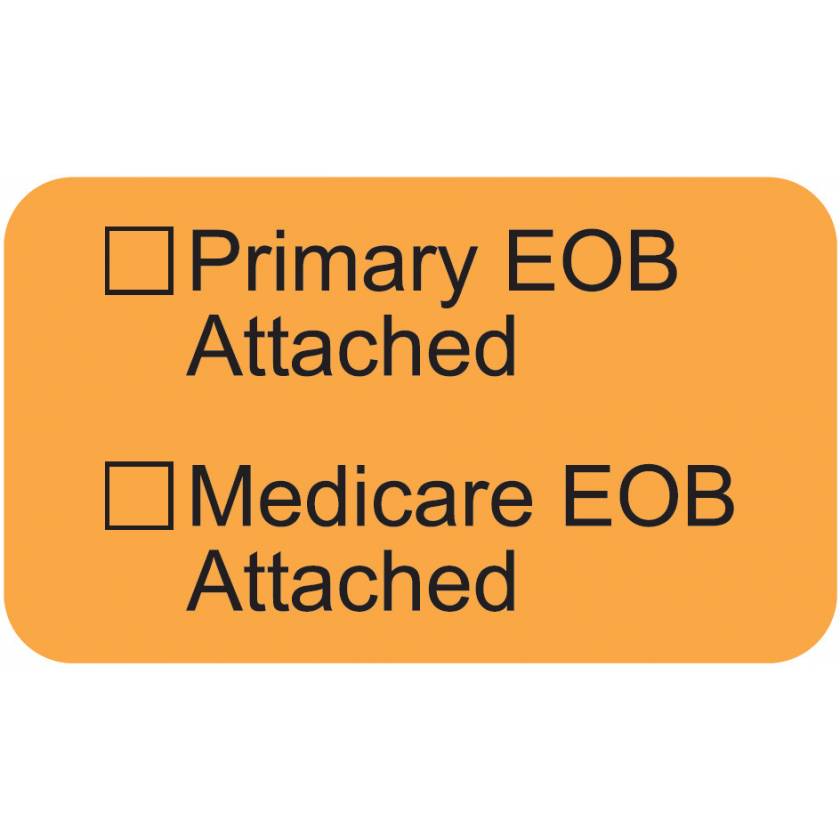 PRIMARY EOB ATTACHED Label - Size 1 1/2"W x 7/8"H