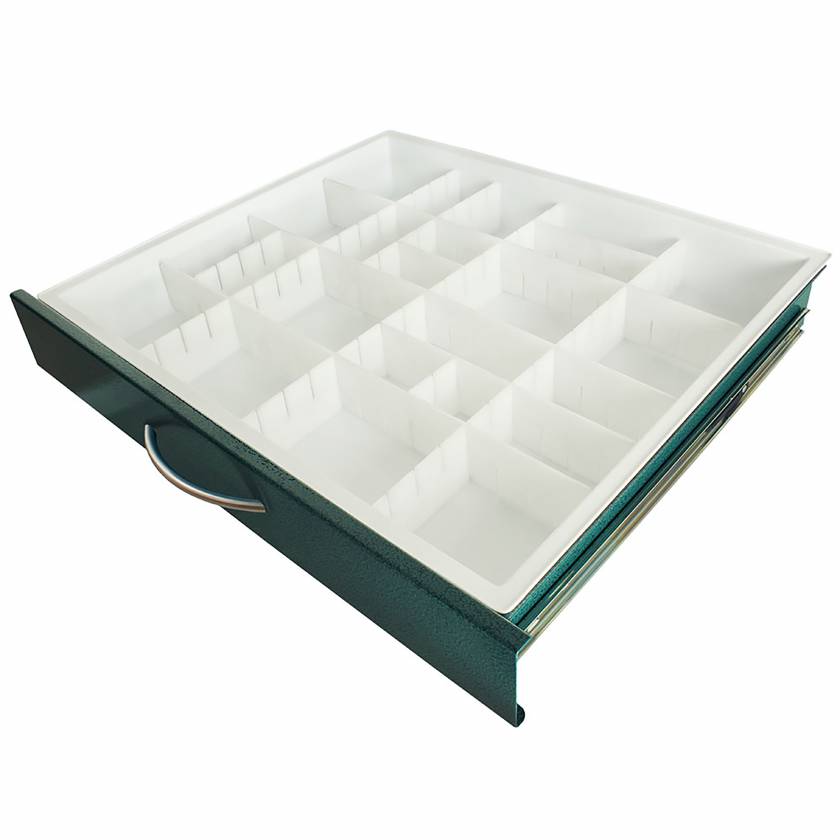 Harloff MD24-TRAYDIV3-P Premium Adjustable Plastic Divider Set with Drawer Insert Tray for Medium Width Carts 3" Drawers