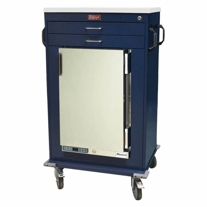 Harloff Model MH4200K Malignant Hyperthermia Cart with 1.8 Cubic Feet Follett Refrigerator, Two 3" Drawers, Key Lock