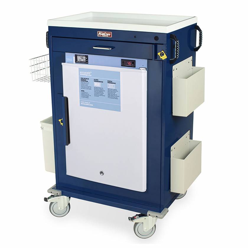 Harloff MH5100B-AC Malignant Hyperthermia Cart with 2.4 Cubic Feet Accucold Refrigerator, One Drawer, Breakaway Lock & Accessories