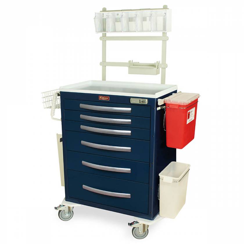 Harloff A-Series Anesthesia Cart 6 Drawer Basic E-Lock MD30-ANS3