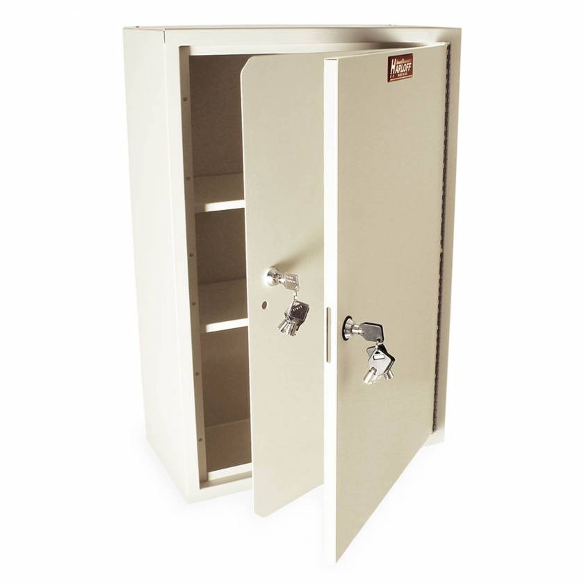 Harloff NC24C16-DT2 Tall Narcotics Cabinet, Outer Door & Inner Door with Tubular Lock, 24" H x 16" W x 8" D - Open Doors