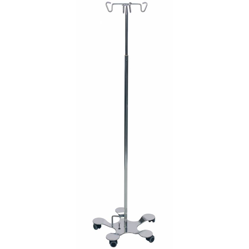 Pedigo Foot Operated 5-Leg Base SS IV Stand 4-Hook