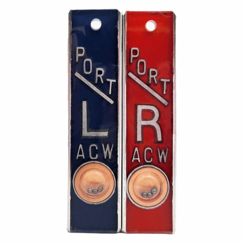 AC Wellman PAP03-PORT Aluminum PORT Position Indicator Marker - 1/2" L & R Set with 1-3 Initials, Vertical (Set of 2)