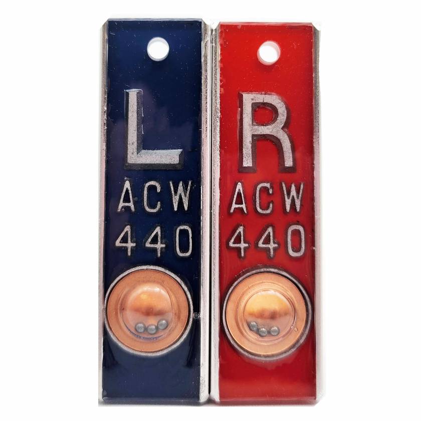 AC Wellman PAP03-V-2 Aluminum Position Indicator Marker - 1/2" L & R Set with 2 Lines of 1-3 Initials Each, Vertical (Set of 2)