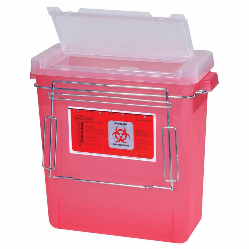 Harloff SHARPSDM 3 Gallon Sharps Container  for M-Series or A-Series Medical Carts, with Mounting Bracket, Direct Mount