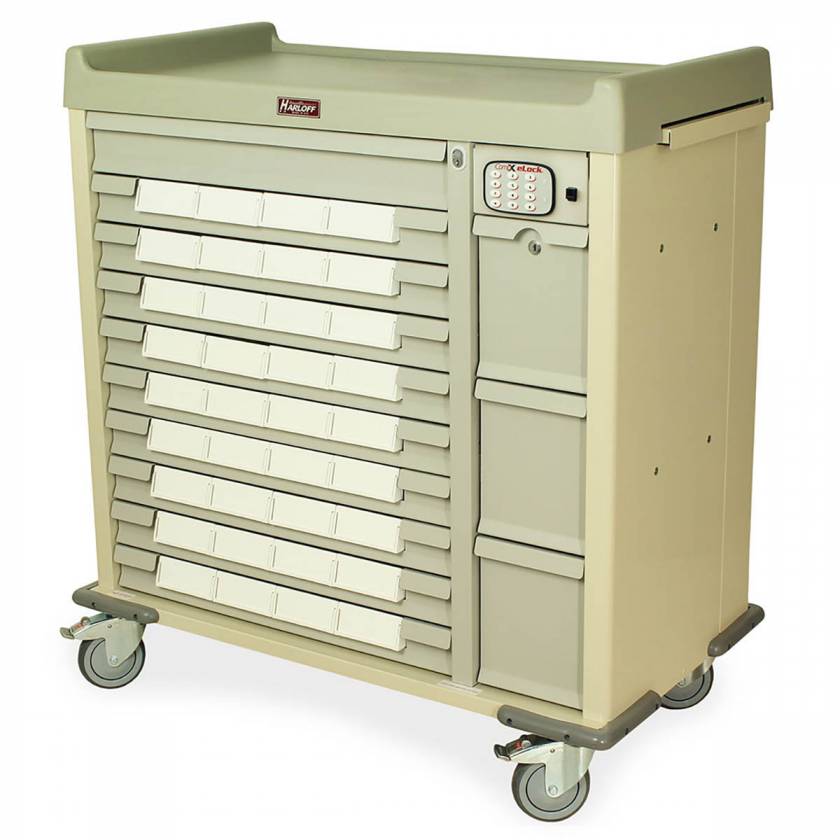 Harloff Standard Line 36 - 5" Med-Bin Medication Cart with CompX Electronic Lock