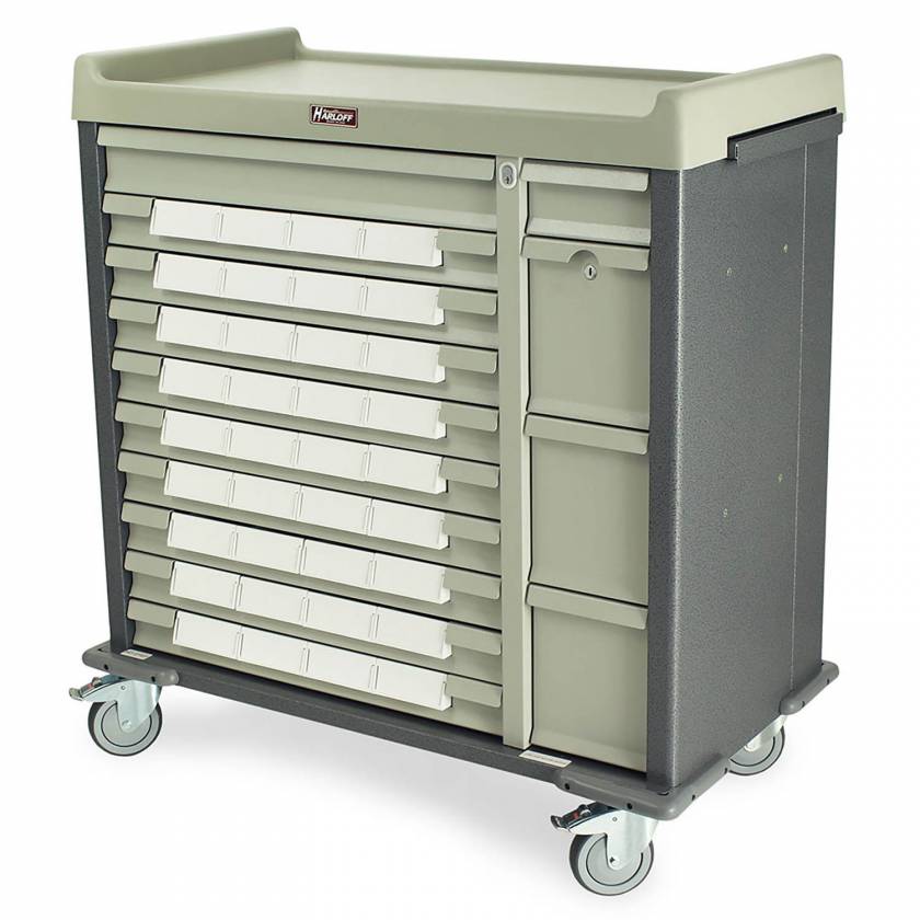 Harloff Standard Line 36 - 5" Med-Bin Medication Cart with Key Locks, Specialty Package