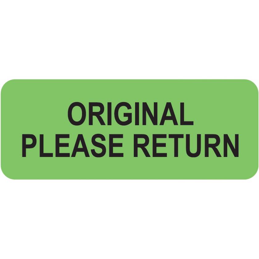 ORIGINAL PLEASE RETURN Label - Size 2 1/4"W x 7/8"H