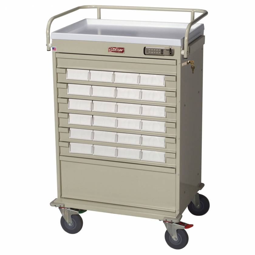 Harloff VLT24EBIN5 Value Line 24 - 5" Med-Bin Medication Cart with Basic Electronic Pushbutton Lock