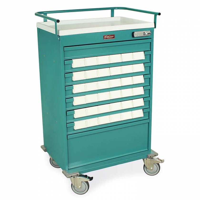 Harloff Value Line 36 - 3.5" Med-Bin Medication Cart with Basic Electronic Pushbutton Lock, Specialty Package