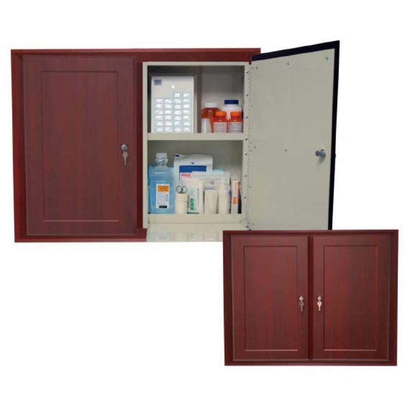 Double Medication Cabinets Each With Decorative Panel Door Key Lock Vlwallcab