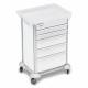 DETECTO 2000151 MobileCare Series Medical Cart - White, Five 23" Wide Drawers with Key Lock, 3 Handrails