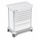 DETECTO 2000650 MobileCare Series Medical Cart - White, Six 29" Wide Drawers with Key Lock, 3 Handrails